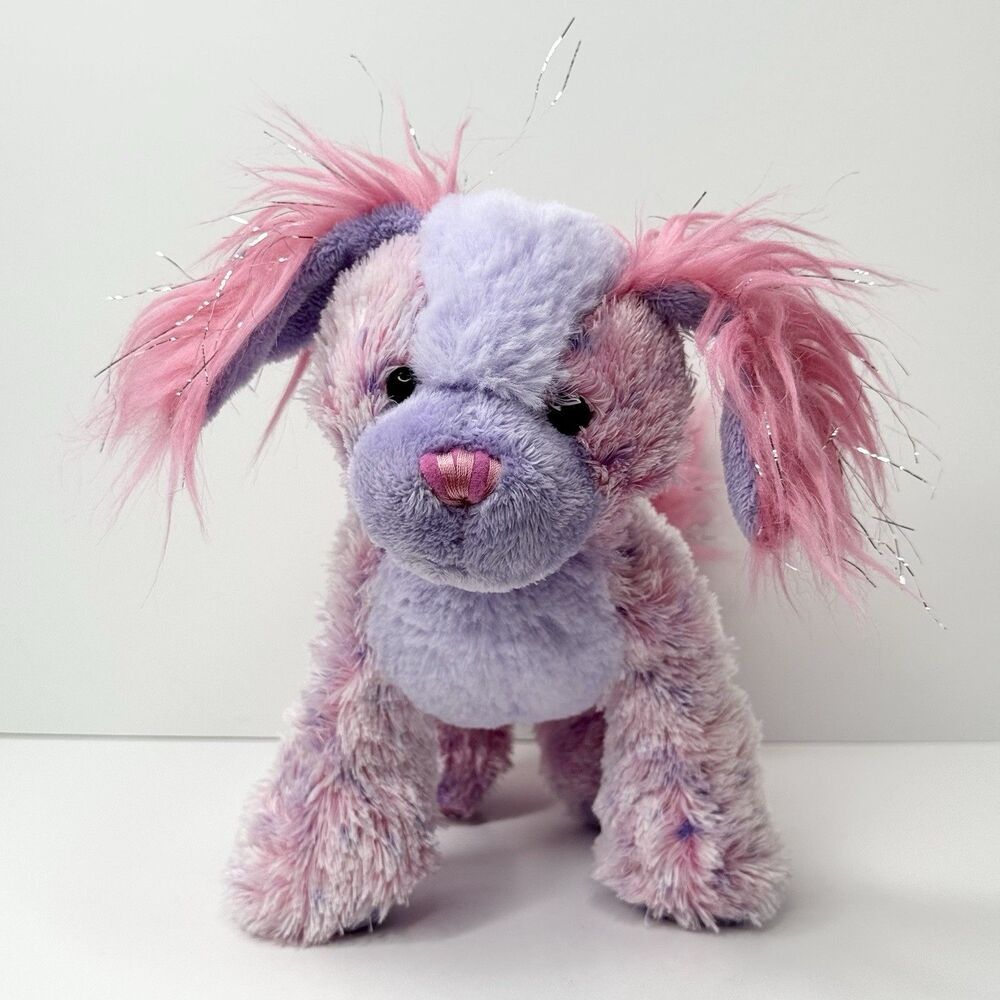 Ganz Webkinz Pizzazzy Puppy HM635 Purple Pink Plush Toy 8" No Code